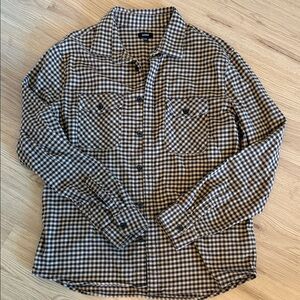 Men's express brown and tan checkered shirt